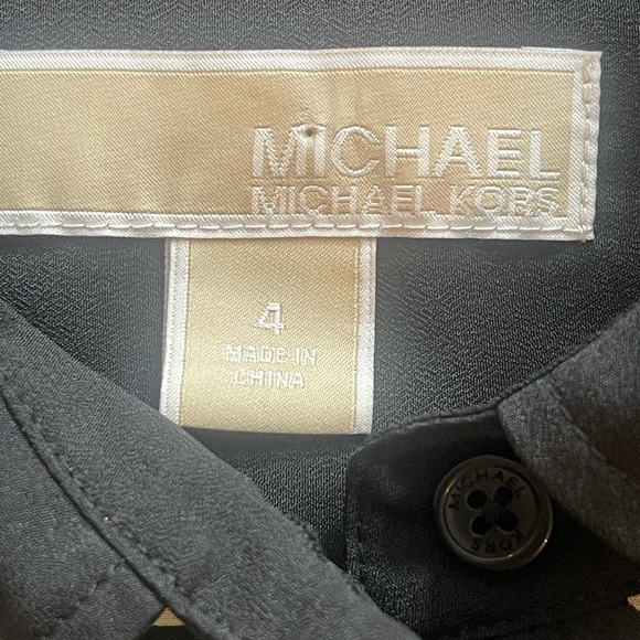 Michael Michael Kors Square Diamond Pattern Hidden Button Long Sleeve Blouse 4 - Picture 3 of 9